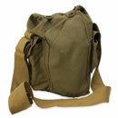 Vintage Soviet GP-5 military gas mask bag made of durable olive canvas with adjustable shoulder strap.