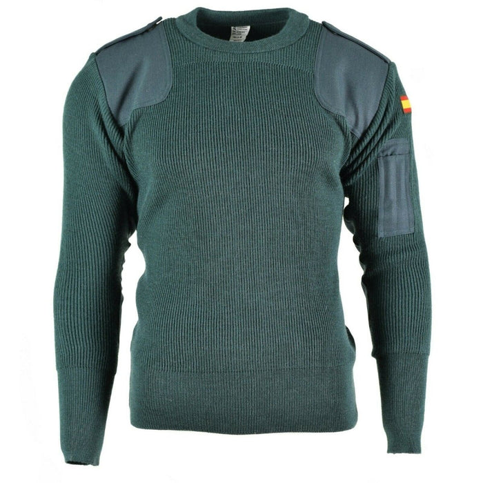 Véritable pull commando de l'armée espagnole avec épaules et coudes renforcés, doté d'une poche pour stylo et d'un patch drapeau espagnol.