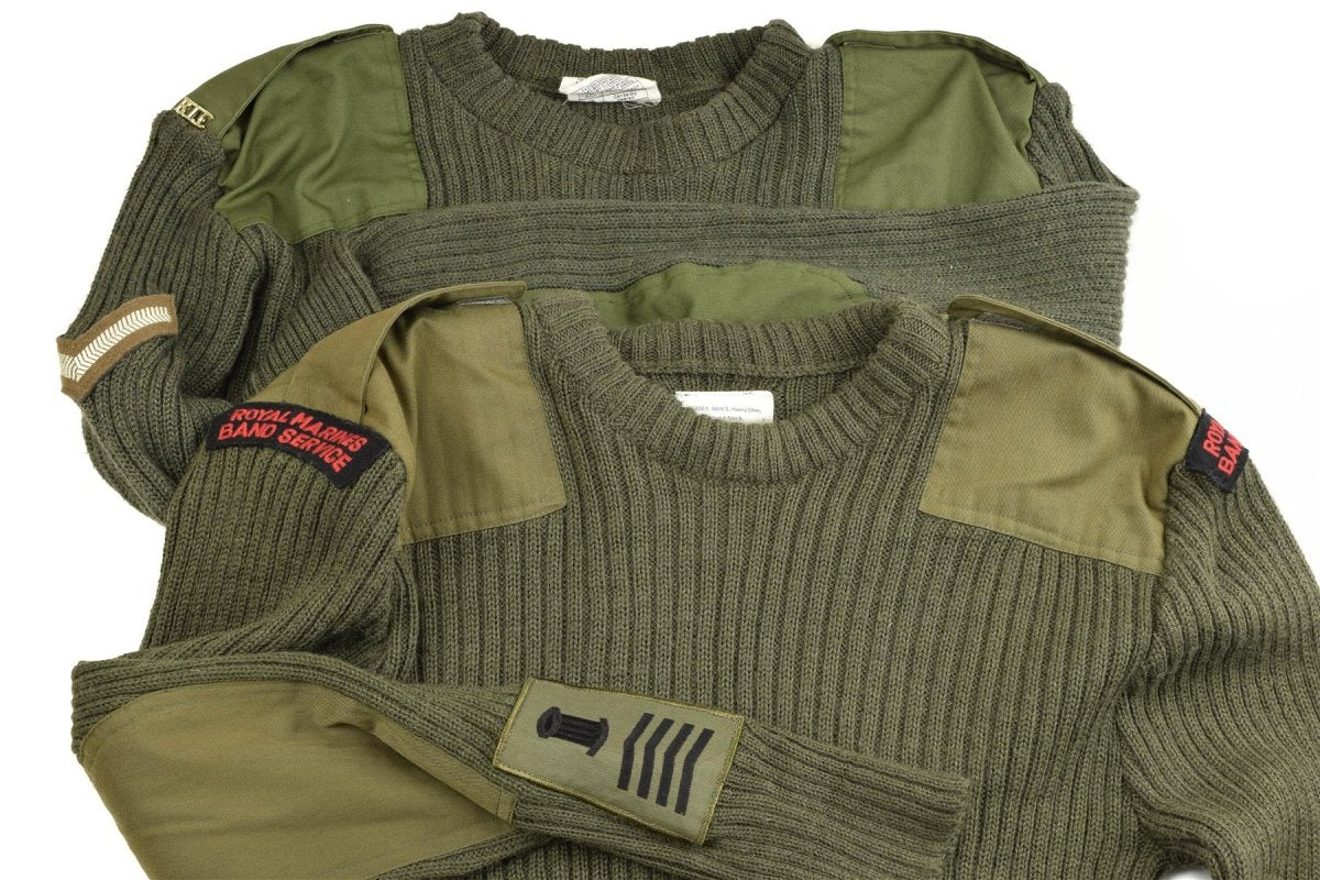 Pull authentique de l'armée britannique Commando en laine verte olive pour homme