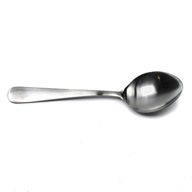Authentic genuine Swedish army stainless steel soup spoon, military surplus, unused, durable and collectible piece.
