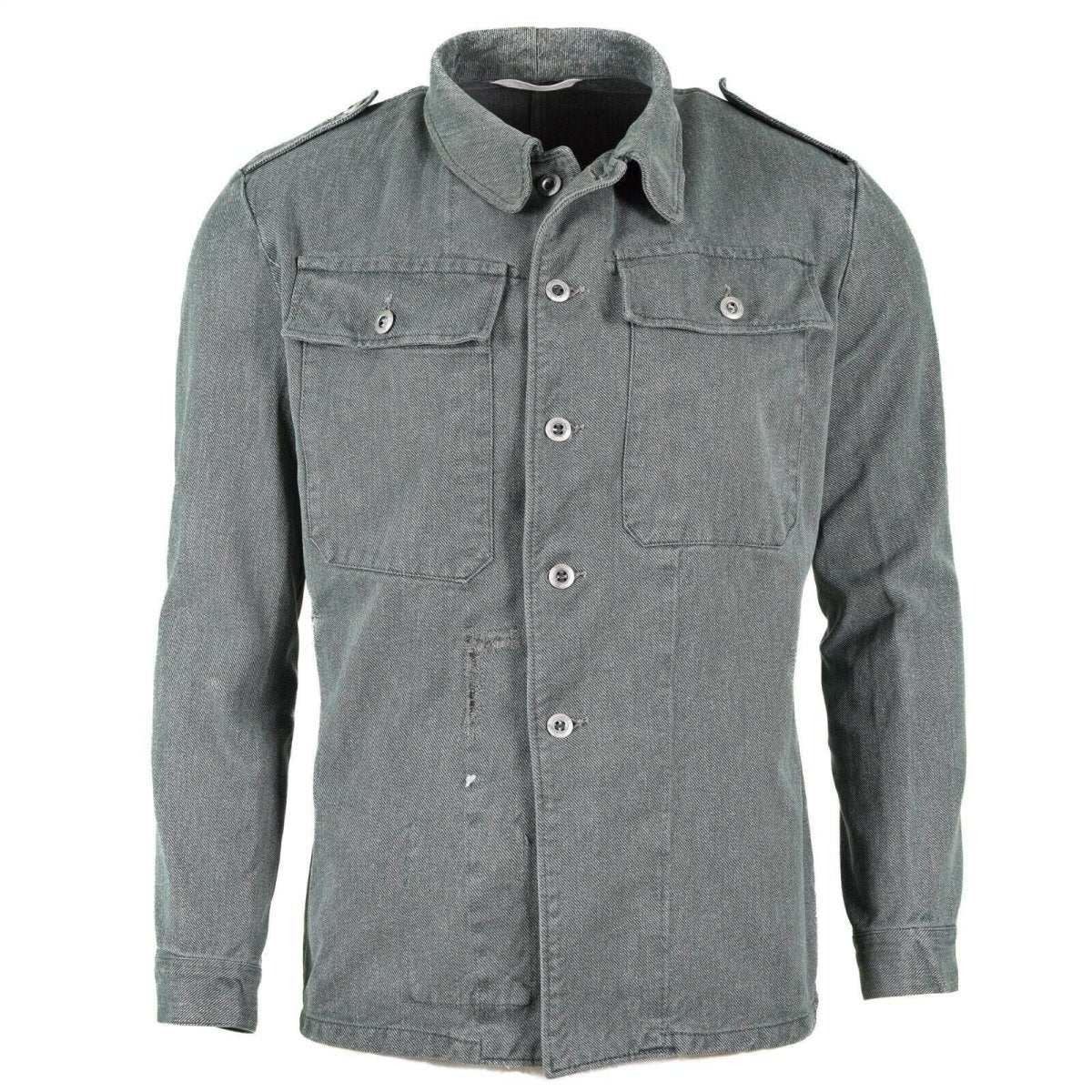Veste de travail authentique de l'armée suisse veste militaire en jean gris vintage surplus