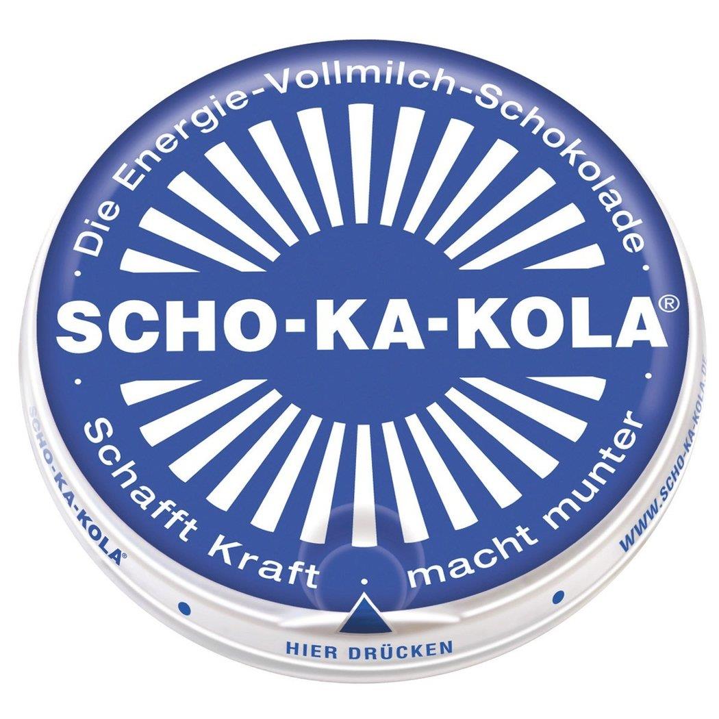 Chocolat au lait énergétique allemand SCHO-KA-KOLA au lait entier 100 g boîte bleue