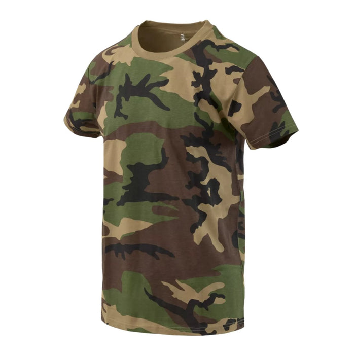 Helikon - T-shirt classique Tex à manches courtes, coupe décontractée, coton Woodland Camo - GoMilitar