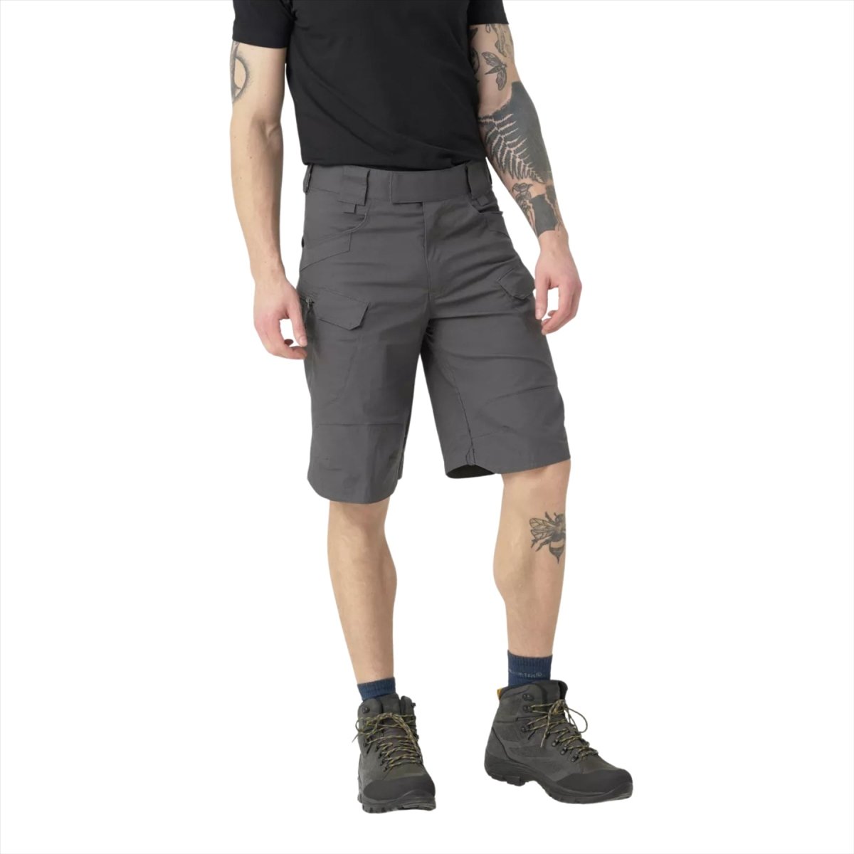 Helikon-Tex Short Tactique Urbain Poches Cargo PolyCoton Ripstop Gris