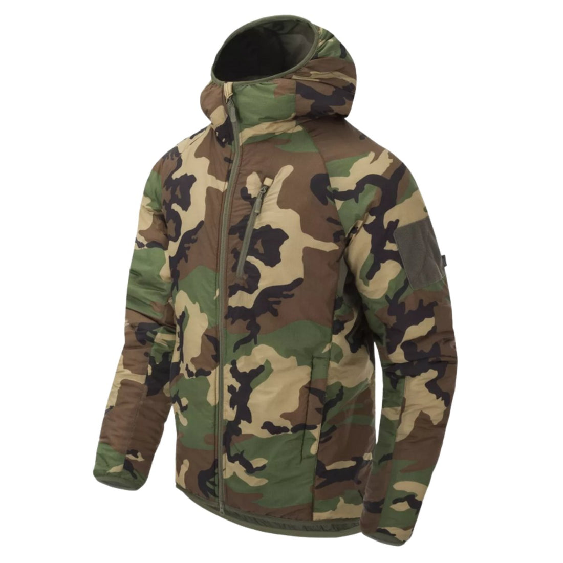 Helikon-Tex Wolfhound Veste à capuche en nylon coupe-vent isolée Woodland Camo