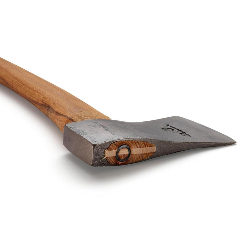 HULTAFORS felling axe with carbon steel head and sturdy hickory wood handle for precise woodcutting.