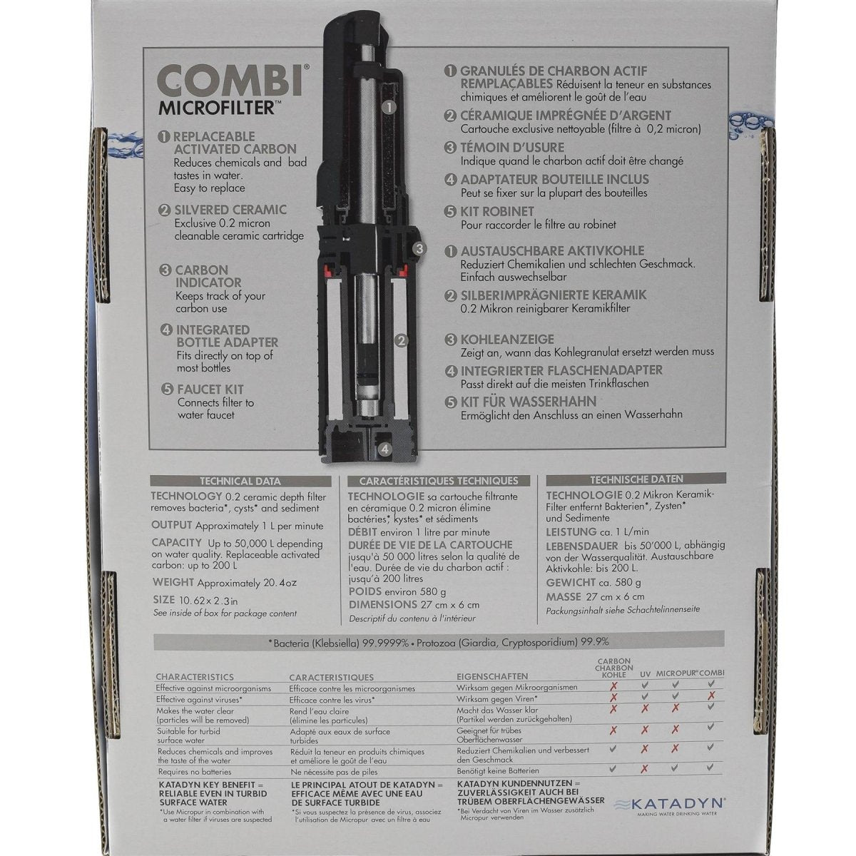 Filtre Katadyn Combi Plus Purification d'urgence longue durée pour camping de qualité supérieure