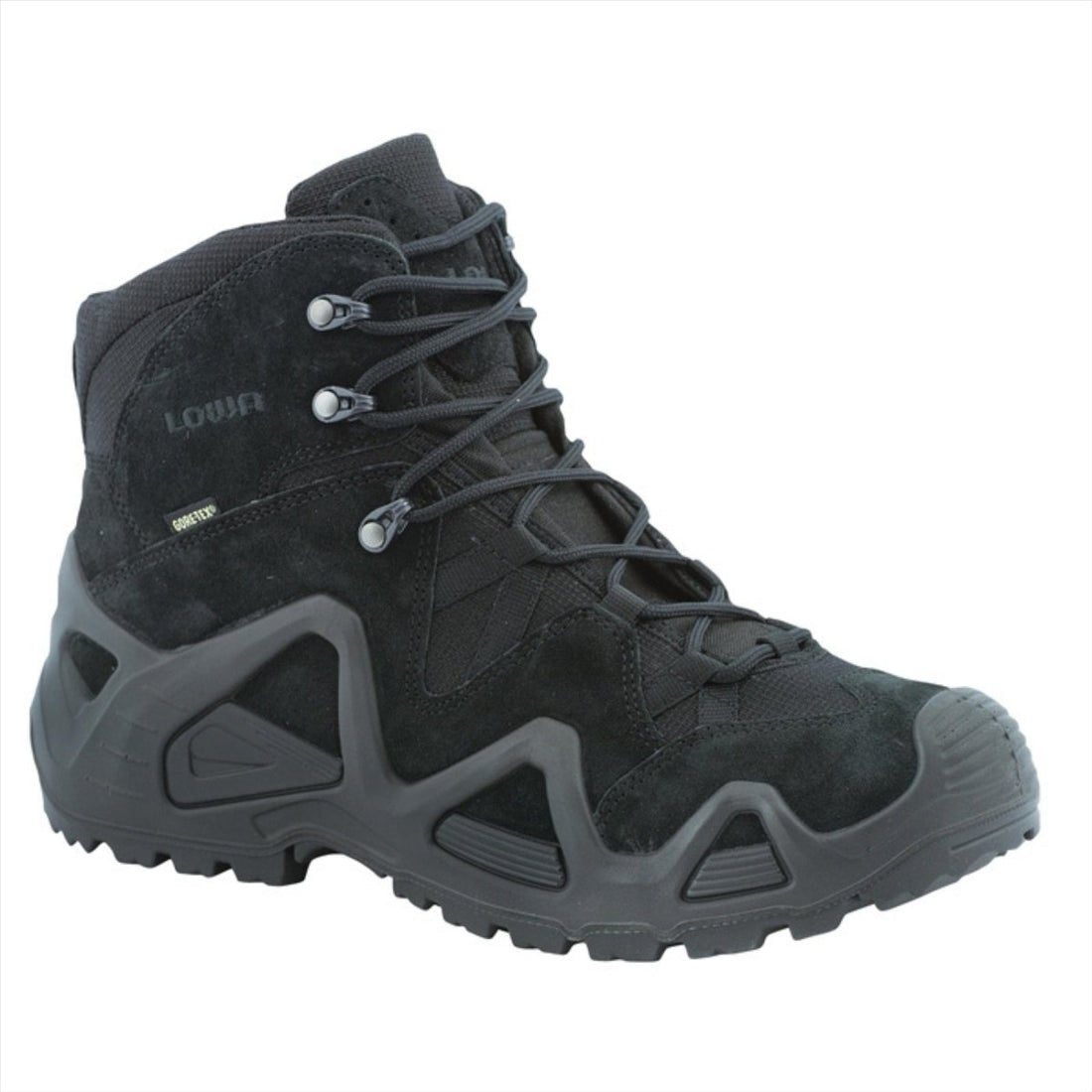 LOWA Zephyr GTX MID TF Bottes de combat tactiques imperméables et respirantes en daim noir