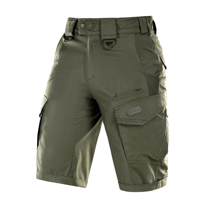 Bermuda cargo ripstop de qualité militaire M-TAC vert olive avec fermeture à glissière et poches utilitaires pour hommes