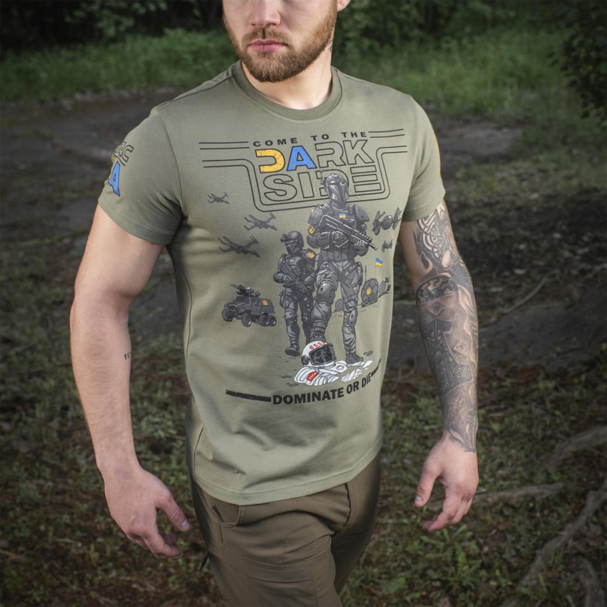 T-shirt classique de style militaire M-TAC sous-vêtement à manches courtes drapeau ukrainien Olive