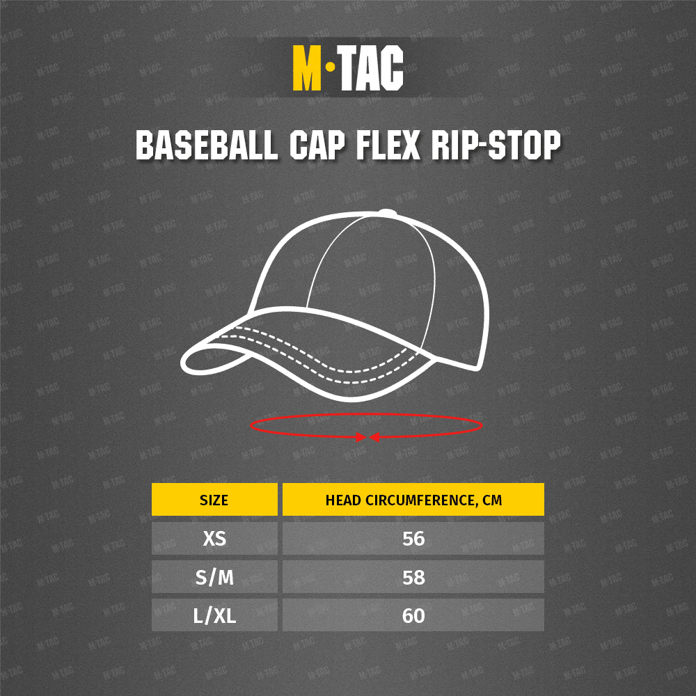 Casquette de baseball tactique M-Tac, ajustement flexible, crochet et boucle Ripstop, olive foncé L/XL