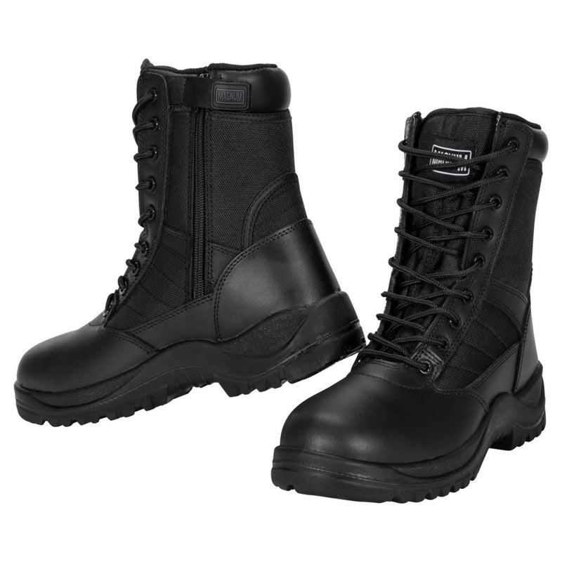 Magnum Centurion 8.0 tactical combat boots in black leather and nylon with side zipper and high-traction sole