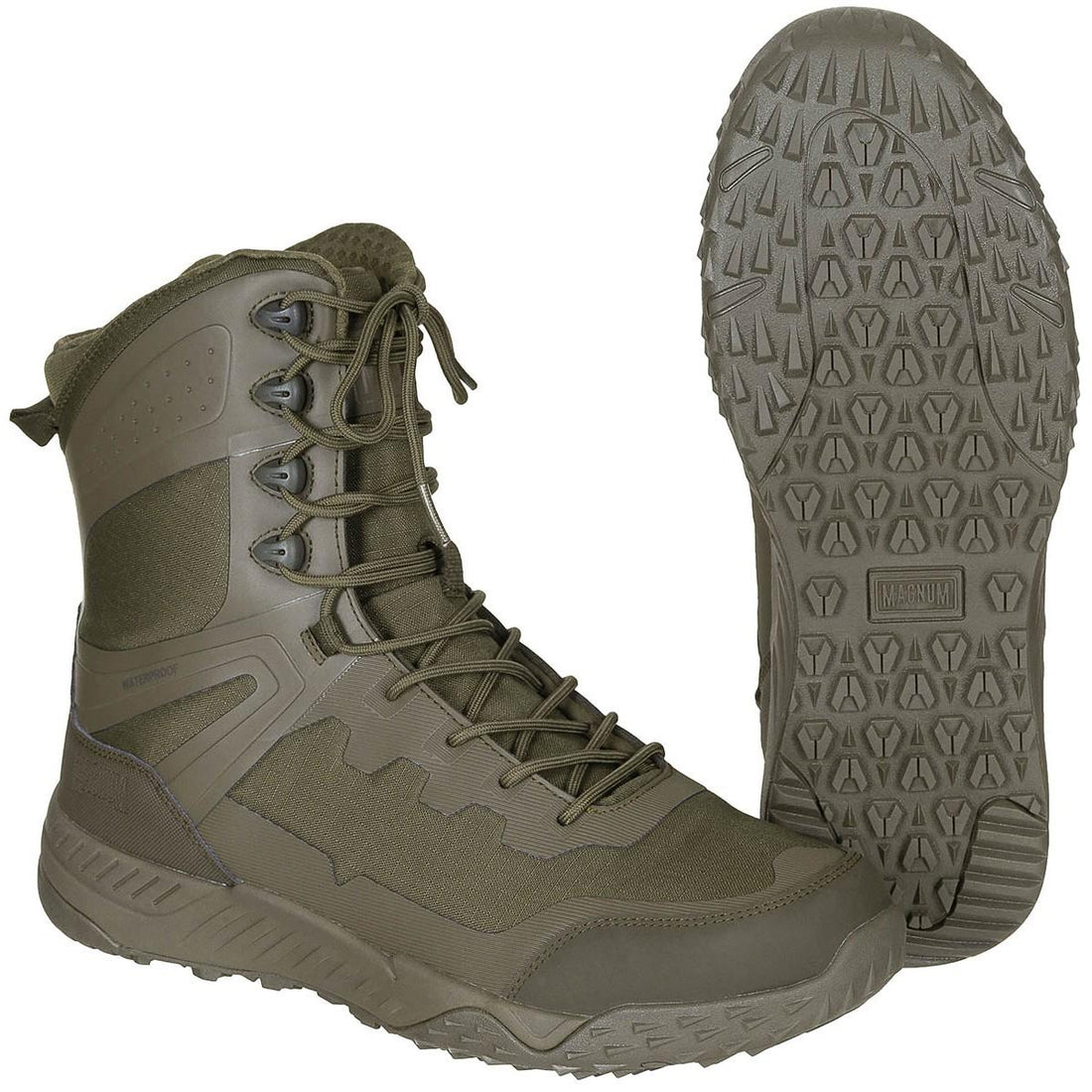 Magnum Ultima 8.0 SZ WP Bottes tactiques imperméables et légères avec fermeture éclair latérale Olive