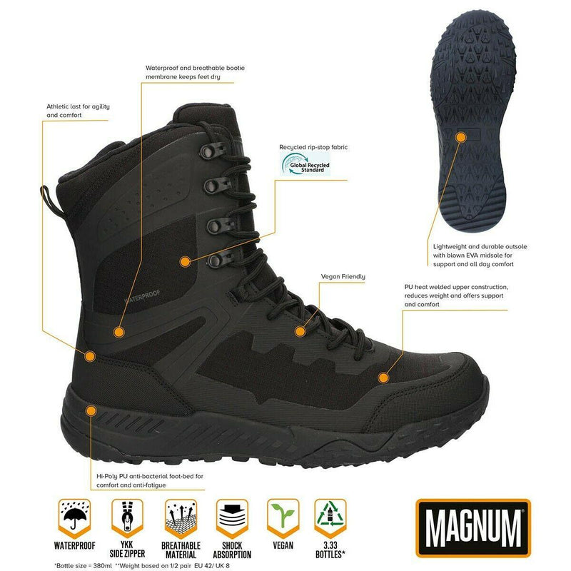 Magnum Ultima 8.0 waterproof combat boots hiking lightweight trek footwear black - GoMilitar