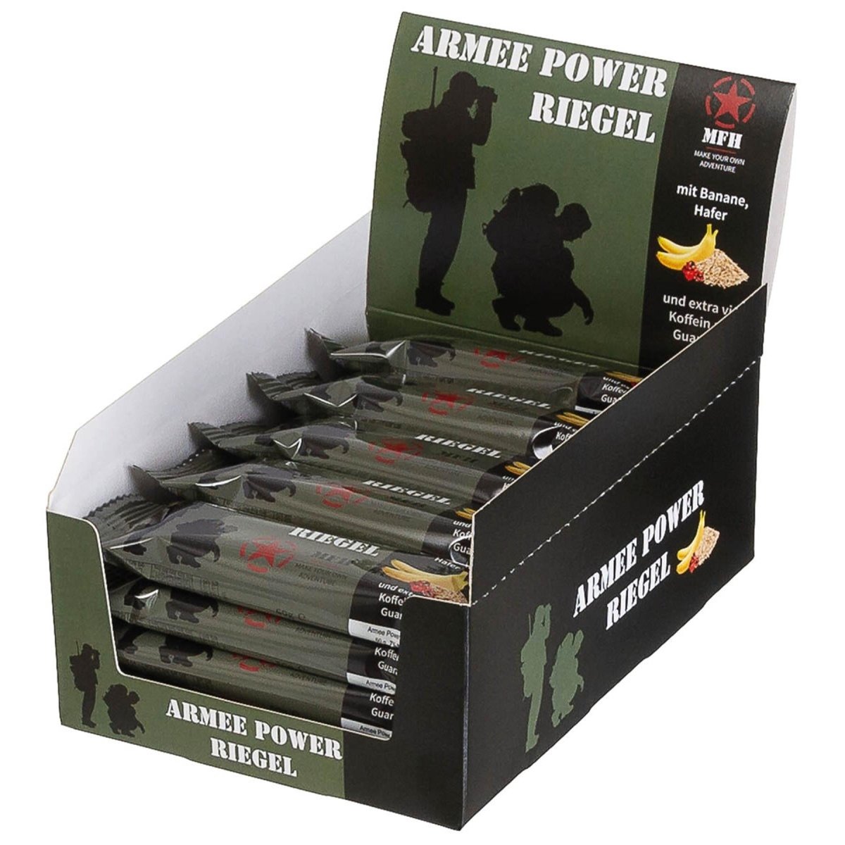 MFH Army Power Bar 60g Barre énergétique à la caféine Snack extérieur Saveur banane guarana