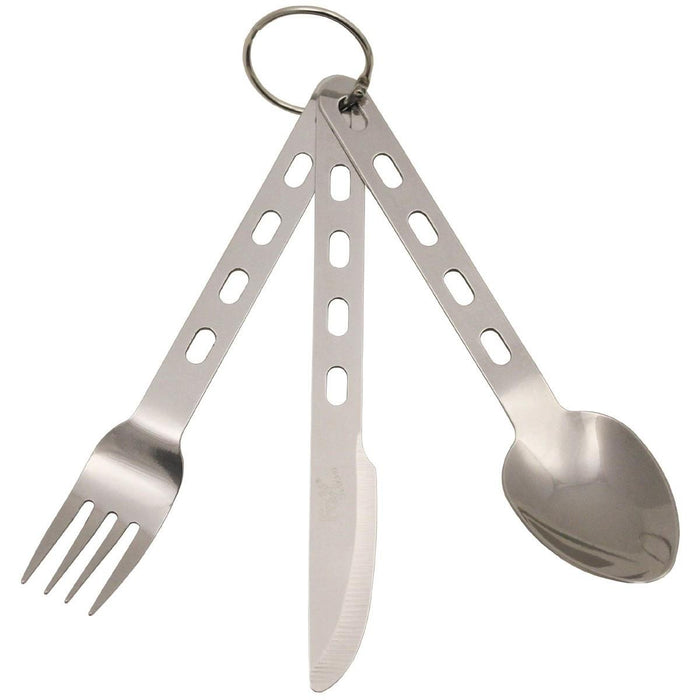 Ensemble de couverts de marque MFH 3 pcs couteau en acier inoxydable cuillère fourchette ustensiles de cuisine NOUVEAU - GoMilitar