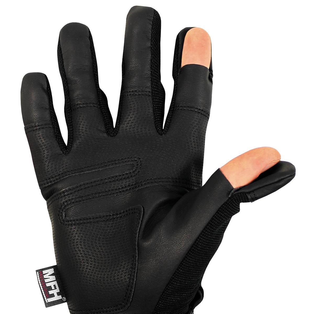 Gants tactiques de style militaire de marque MFH noirs, respirants, doigts de tir gratuits