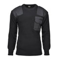 Pull commando de marque MFH en maille côtelée, pull renforcé en laine noir NEUF