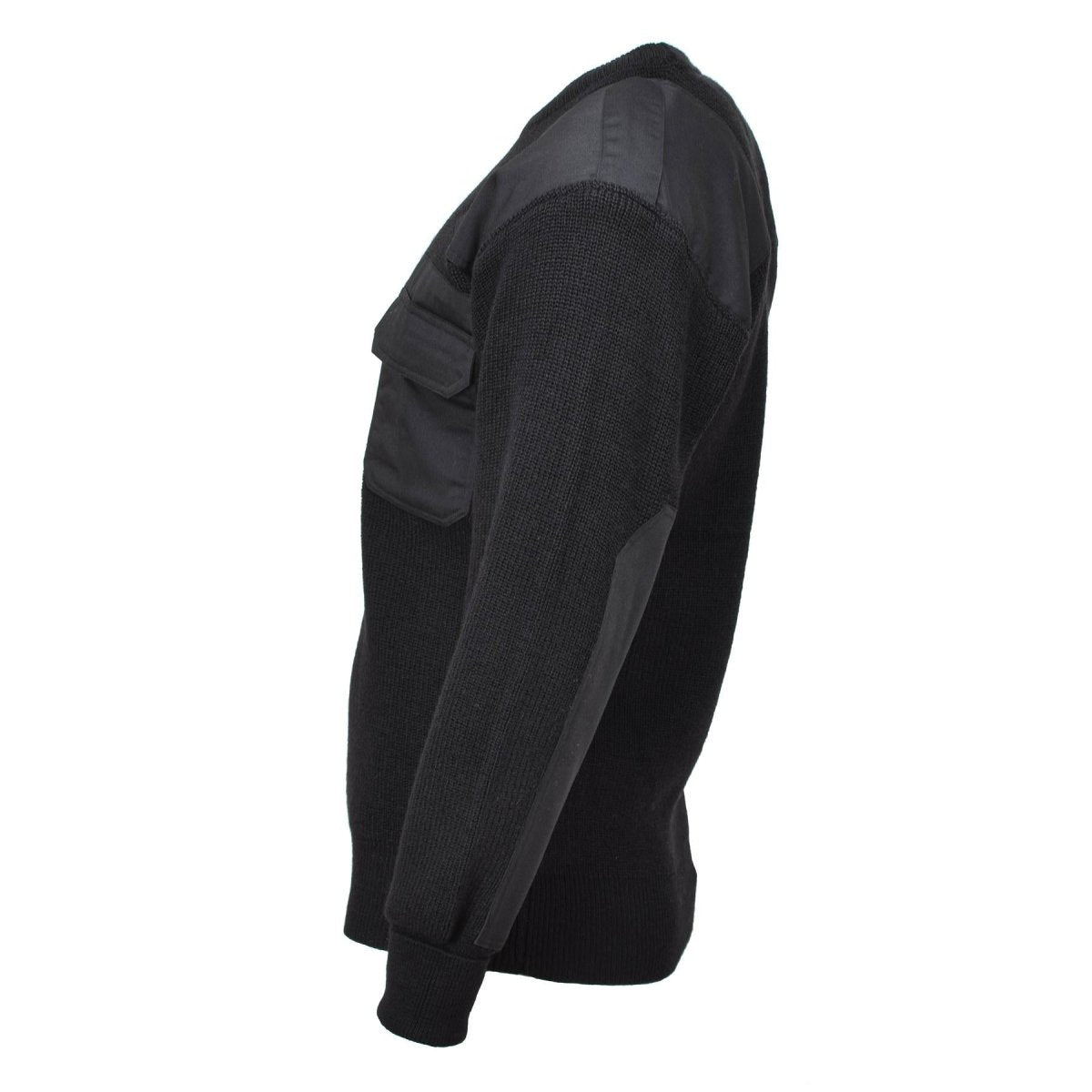 Pull commando de marque MFH en maille côtelée, pull renforcé en laine noir NEUF