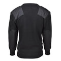Pull commando de marque MFH en maille côtelée, pull renforcé en laine noir NEUF