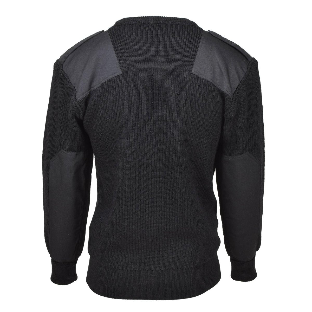 Pull commando de marque MFH en maille côtelée, pull renforcé en laine noir NEUF