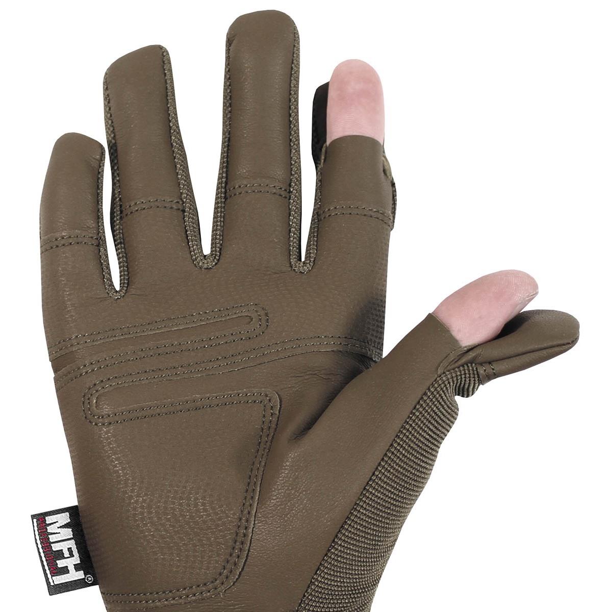 Gants tactiques de marque MFH durables pour le combat au coyote, index et pouce gratuits, respirants