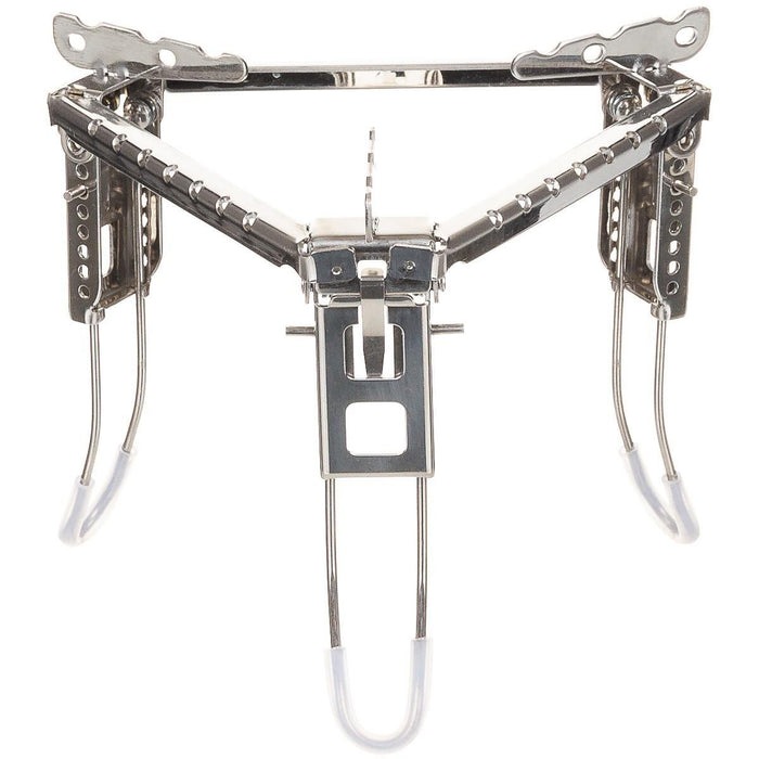 Support de pot de feu de camp pliable en acier inoxydable avec trois pieds réglables pour une cuisine extérieure stable et une utilisation sur trépied pour barbecue