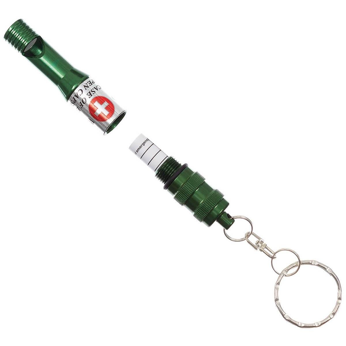 Sifflet d'urgence MFH Porte-clés étanche Capsule d'identification en aluminium anodisé Olive