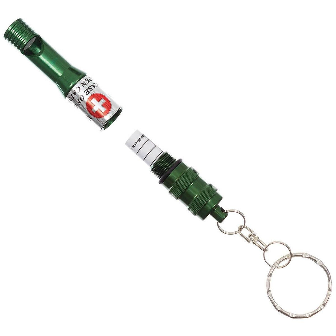 Sifflet d'urgence MFH Porte-clés étanche Capsule d'identification en aluminium anodisé Olive