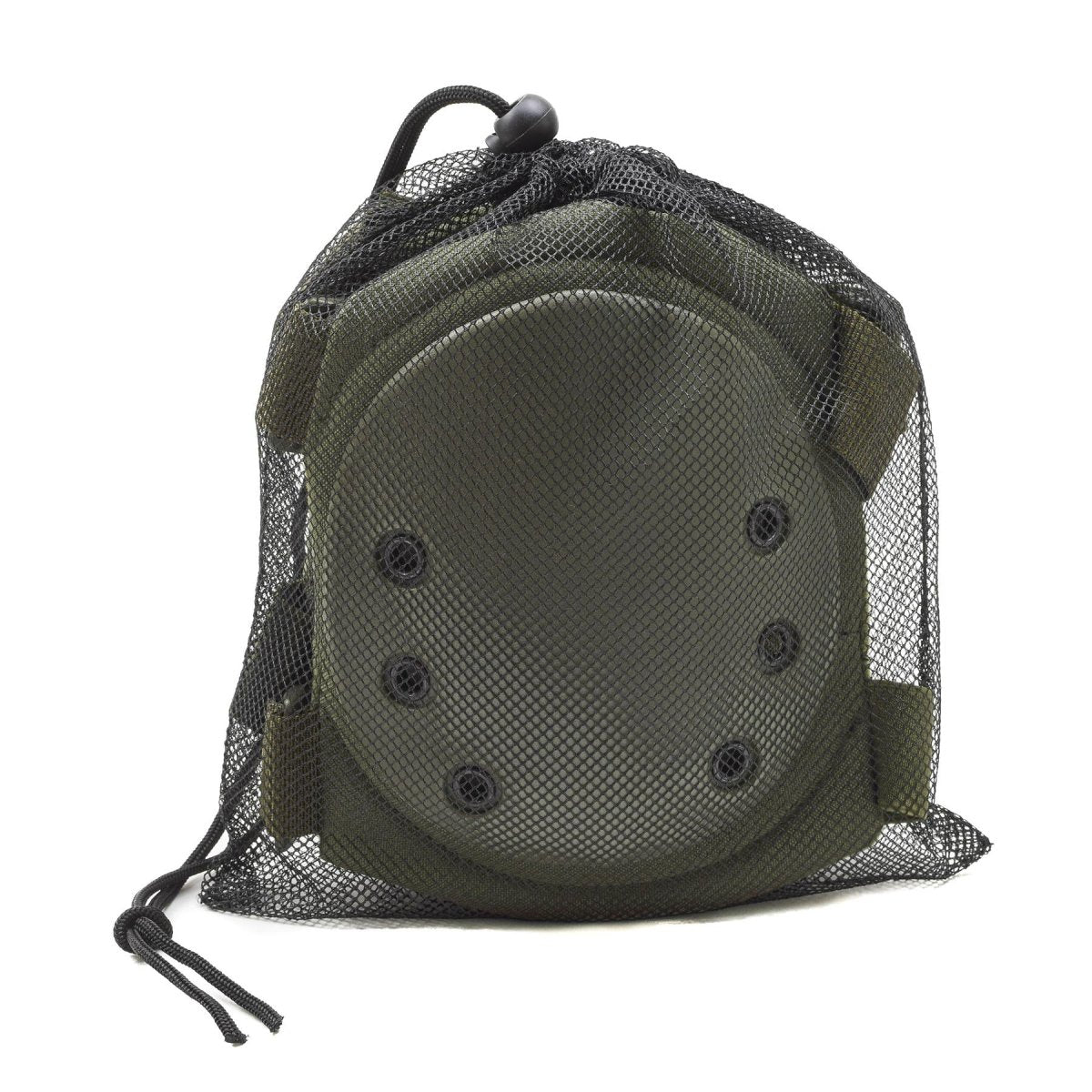 Genouillères de protection de style militaire MFH avec fermeture à crochet et boucle, coque en plastique olive