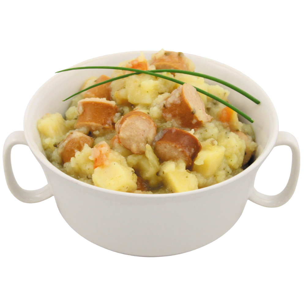 MFH Soupe de Pommes de Terre Saucisse Saucisse 400g en Conserve de Nourriture de Camping en Plein air Longue durée de Conservation