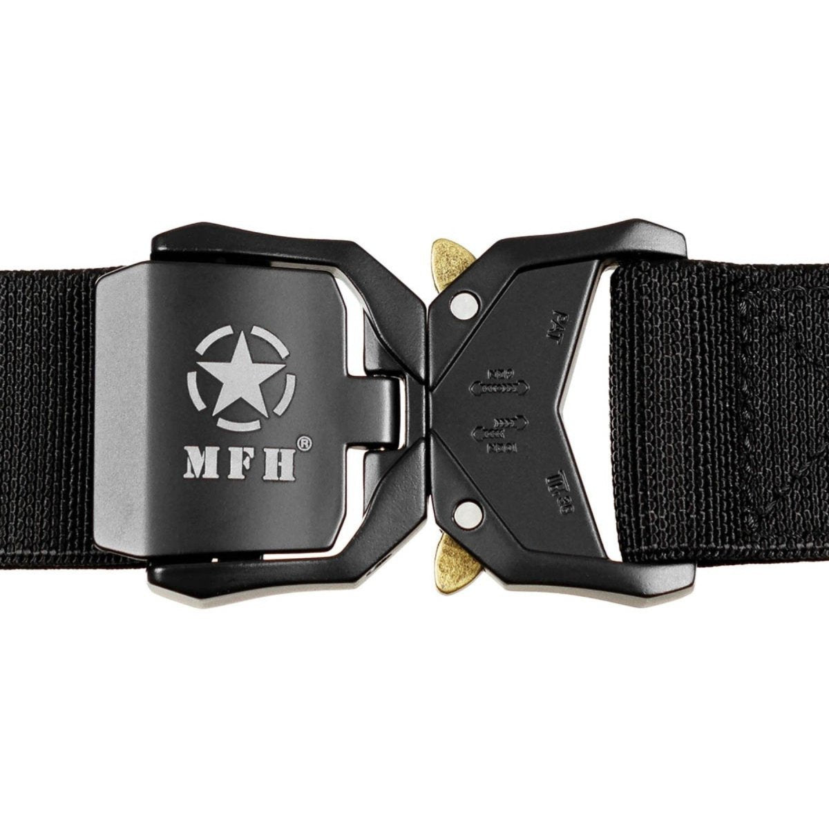 MFH Ceinture tactique à dégagement rapide élastique réglable en polypropylène noir