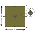 MFH Tarp Extreme Bâche 3x3m Abri étanche Tente Coupe-Vent Pare-Soleil