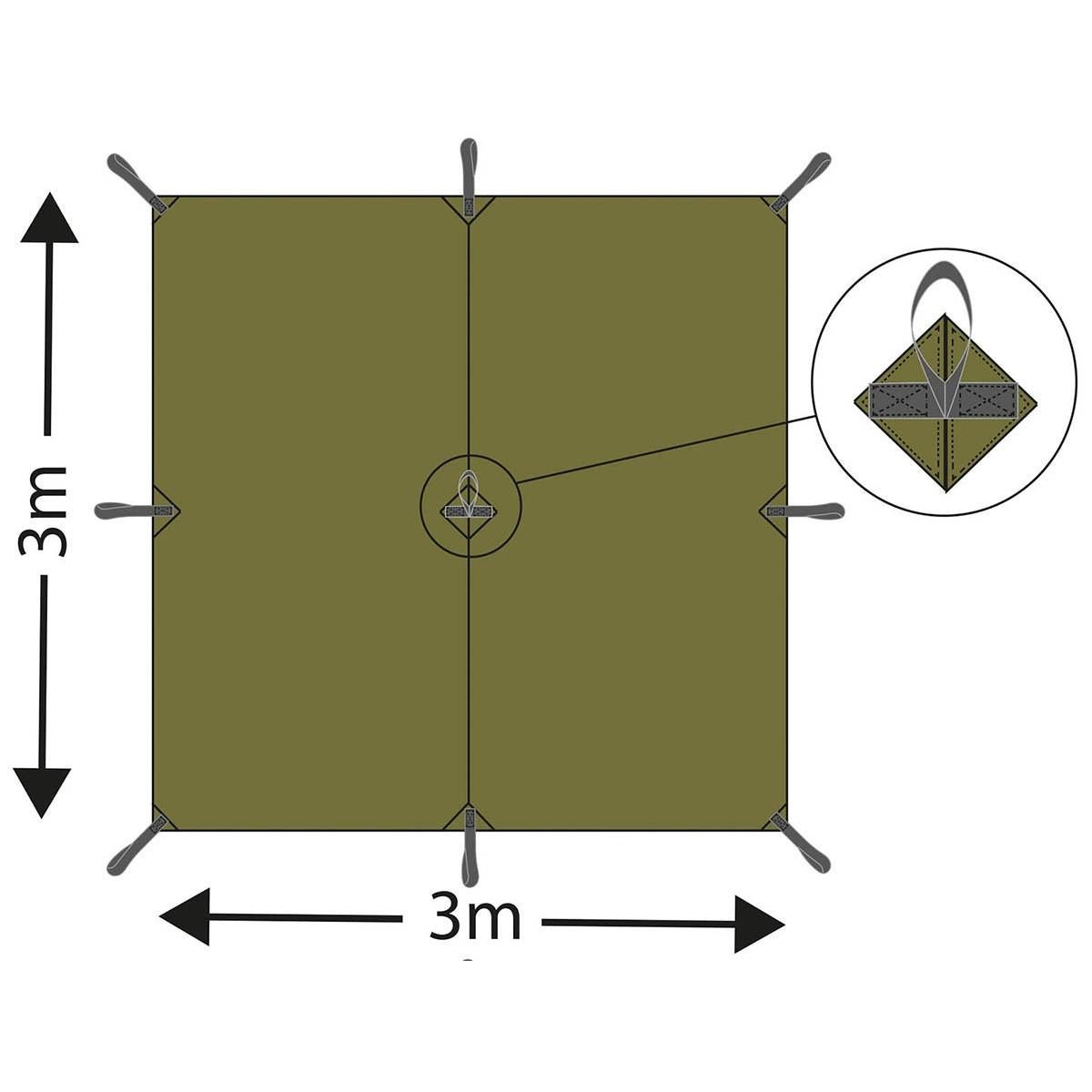 MFH Tarp Extreme Bâche 3x3m Abri étanche Tente Coupe-Vent Pare-Soleil