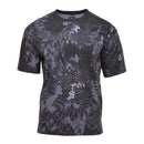 Men's short sleeve breathable undershirt with black snake camouflage pattern, military-style outdoor t-shirt