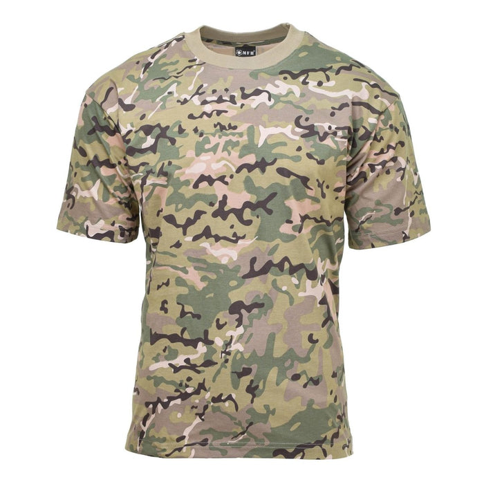 T-shirt camouflage à manches courtes de style armée américaine, respirant, léger, durable, parfait pour l'extérieur et les vêtements actifs.
