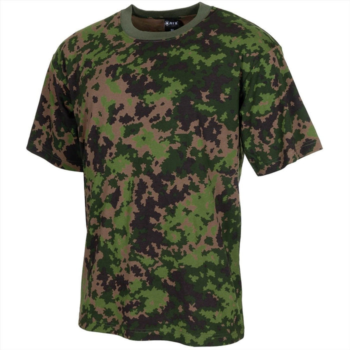 MFH T-shirt de style militaire américain à col rond et manches courtes, camouflage finlandais M05 - GoMilitar