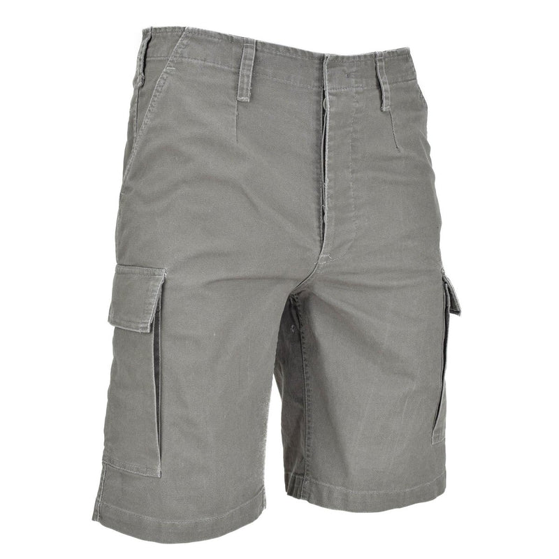 Mil-Tec German Army style olive prewashed moleskin Bermuda shorts with cargo pockets, lightweight and durable design.