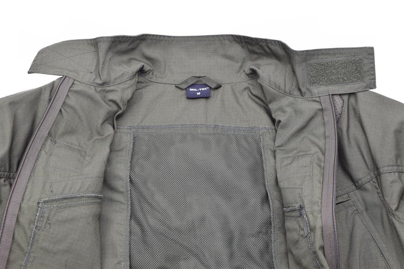 Inside view of Mil-Tec Military style chimera jacket in olive drab with mesh lining and reinforced stitching