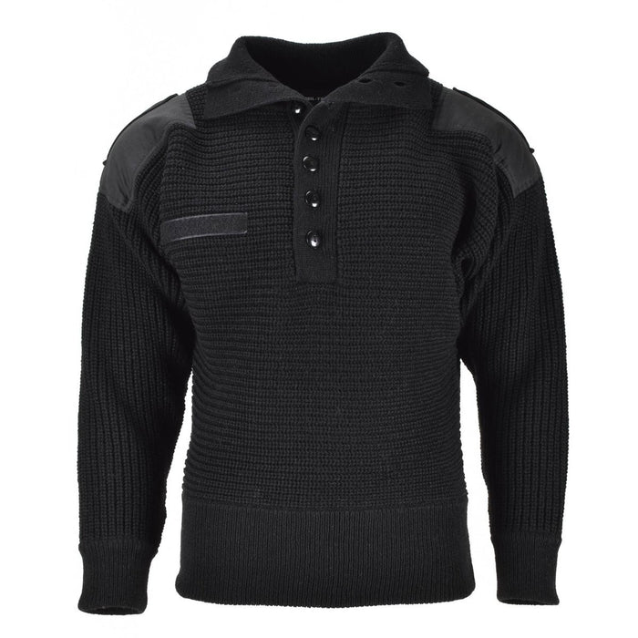 Mil - Tec Brand Sweater Style armée autrichienne Alpine Jumper Knit Men Black Wool - GoMilitar