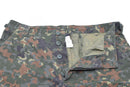 Mil-Tec U.S. Military style prewashed flecktarn camo ripstop field shorts with button fly and cargo pockets open flap view