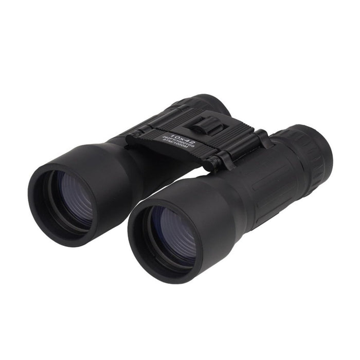 Jumelles pliables MIL-TEC noires 10x42 avec réglage fin dioptrique et poignée texturée pour une utilisation en extérieur