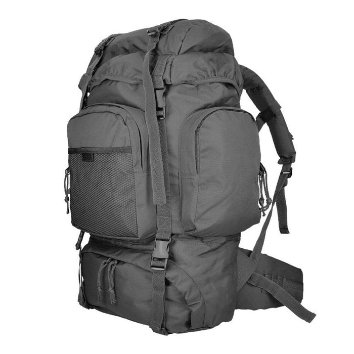 Sac à dos tactique noir MIL-TEC COMMANDO 55L avec plusieurs compartiments et ceinture ventrale rembourrée pour une utilisation en extérieur
