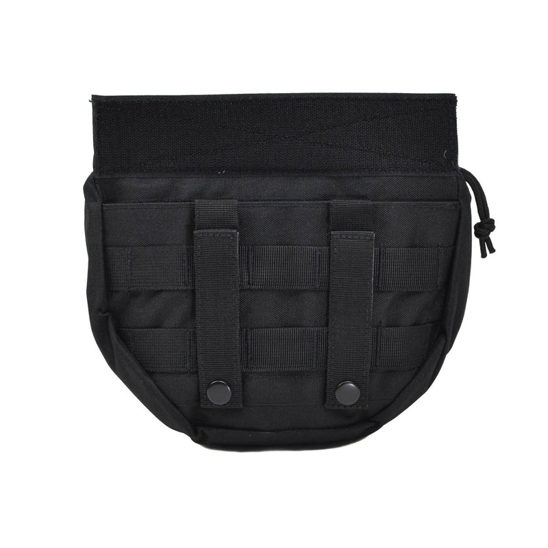 Small black MIL-TEC tactical drop down pouch with molle straps for attaching to backpacks or plate carriers.