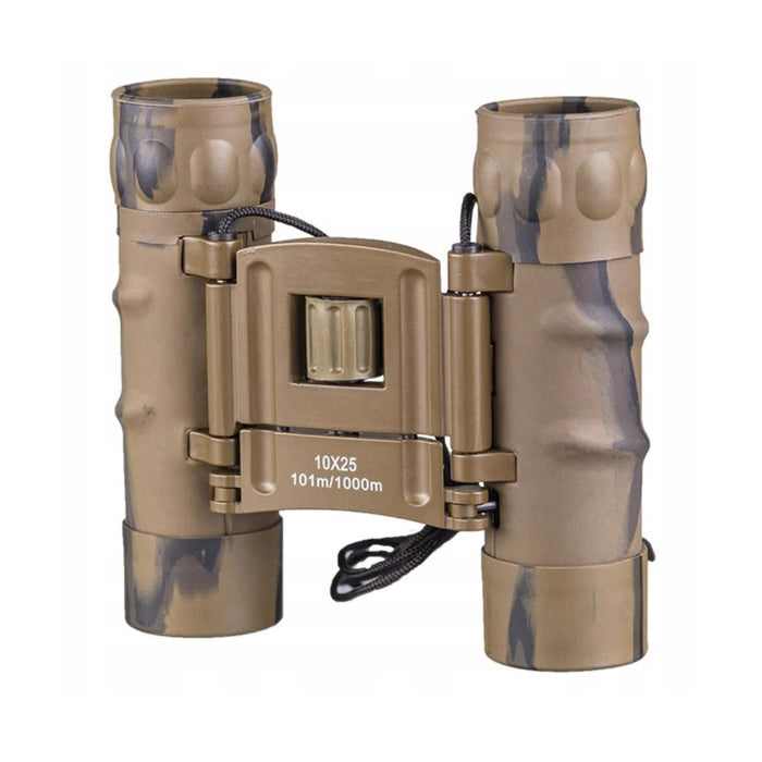 Jumelles pliables MIL-TEC Gen II 10x25 en camouflage désert avec dioptrie réglable et design pliable compact