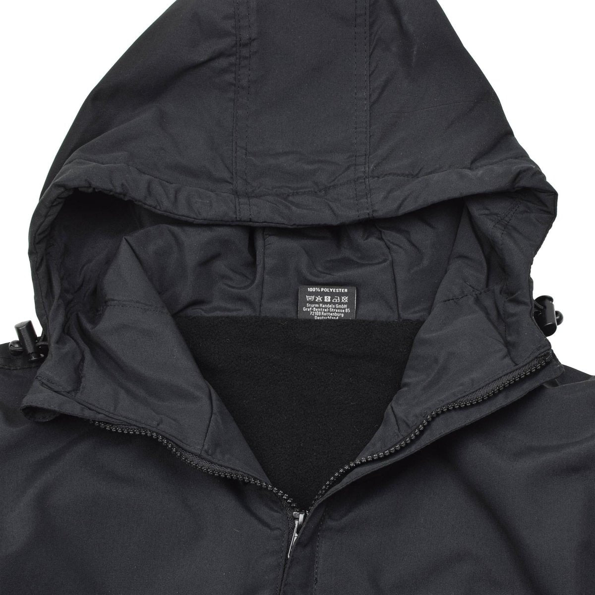 Veste militaire allemande MIL-TEC coupe-vent de combat à capuche doublée polaire noire NEUF