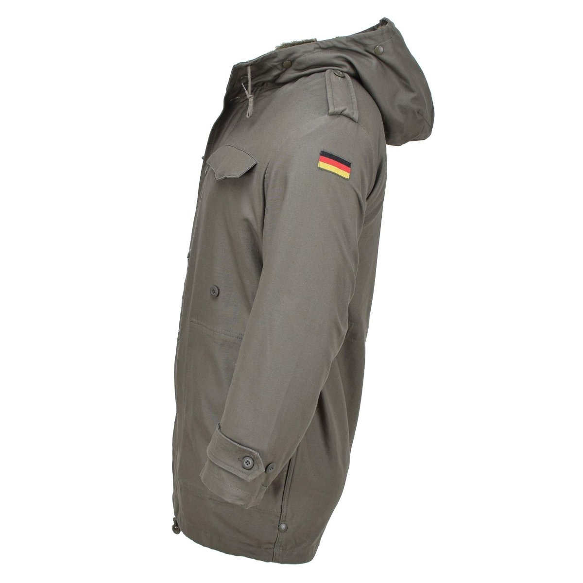 Parka style militaire allemand MIL-TEC doublure en fausse fourrure capuche rabat-tempête olive NEUF