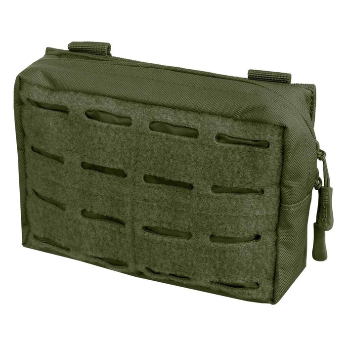 Pochette ceinture utilitaire découpée au laser MIL-TEC vert olive avec sangle MOLLE pour l'équipement tactique et les petits objets essentiels.