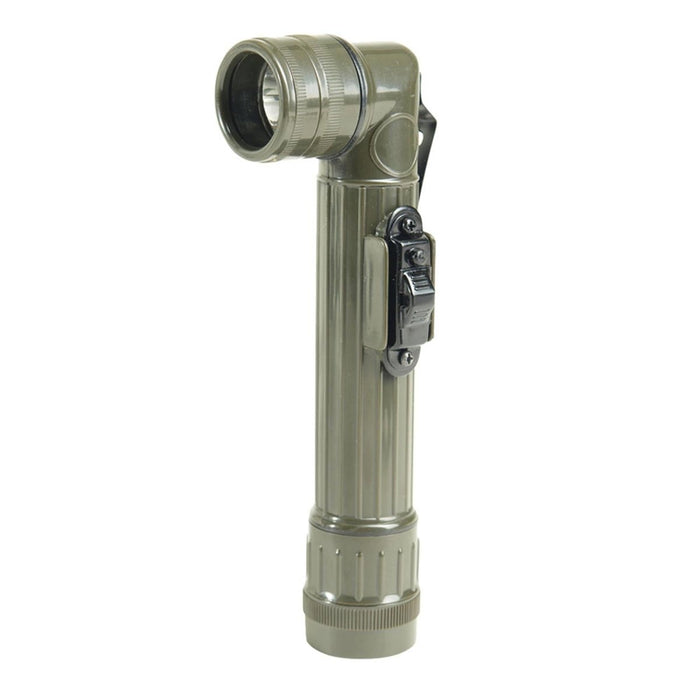Lampe de poche verte sur fond blanc