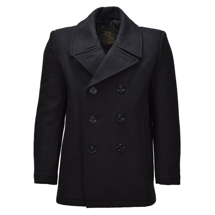 MIL - TEC Caban pour homme en laine mélangée Style marine Veste à double boutonnage Noir - GoMilitar
